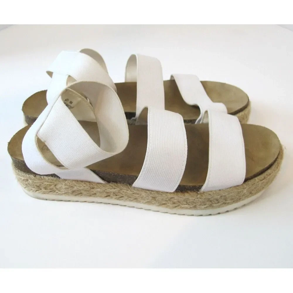 Cushionaire Mandy Elastic White Sandals Woman's Size 9‎ Summer Comfort